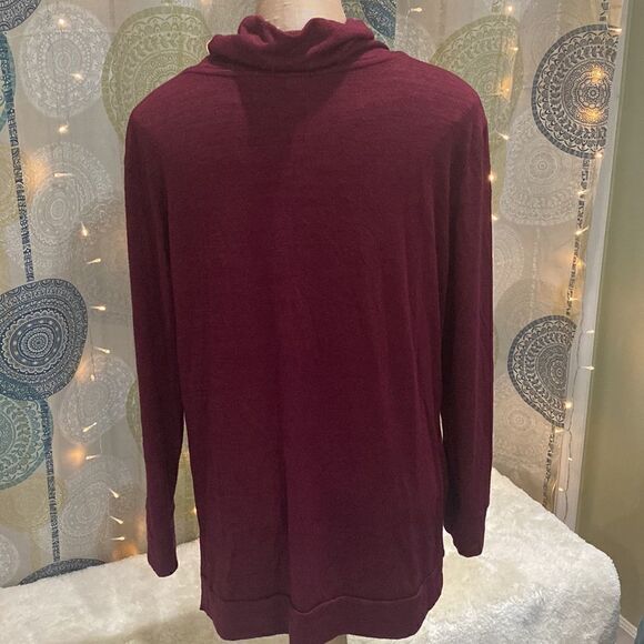 a-new day. Long, L/S, Maroon sweater with loose collar. Womens L. - Picture 4 of 6